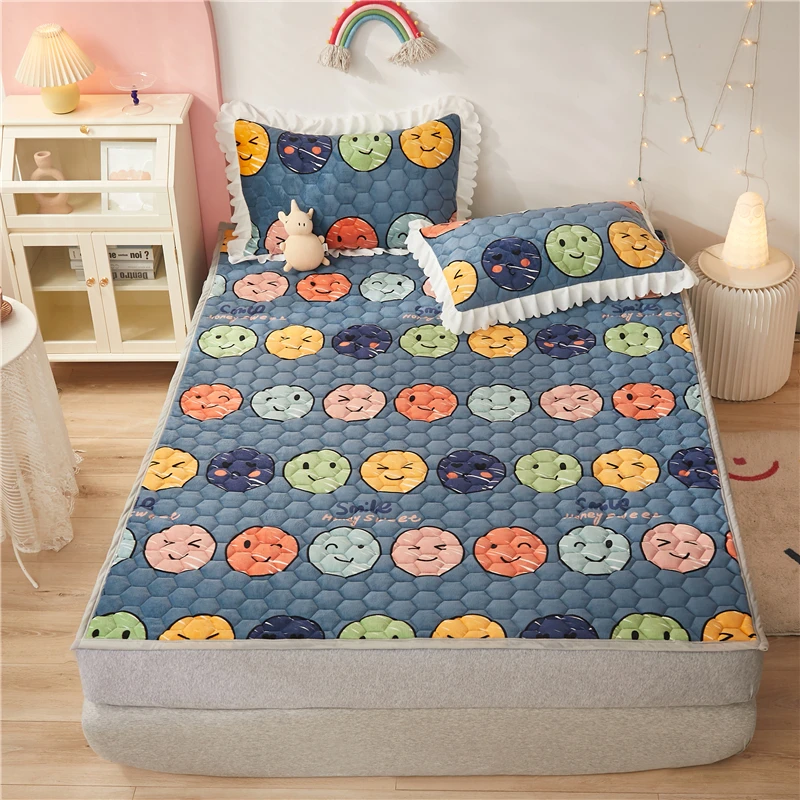 Cartoon Printing Series Milk Velvet Bed Mattress, Comfortable Breathable Household Mattress, Foldable Tatami, Single, Double #SW