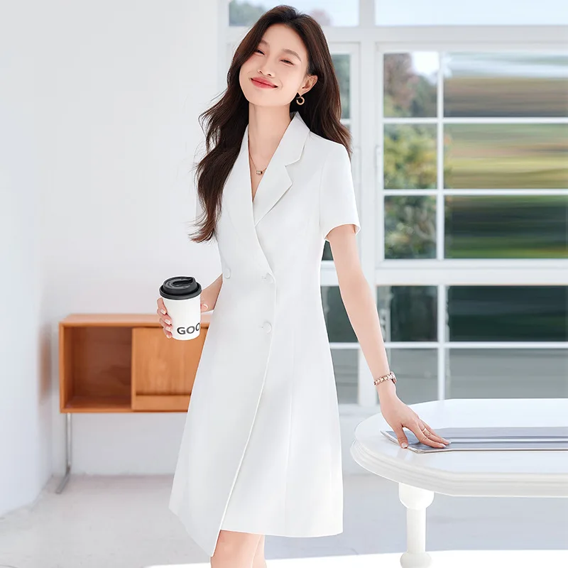 Green professional dress with a high-end feel for women2025New Summer Skirt Service Staff Uniform Work Clothes