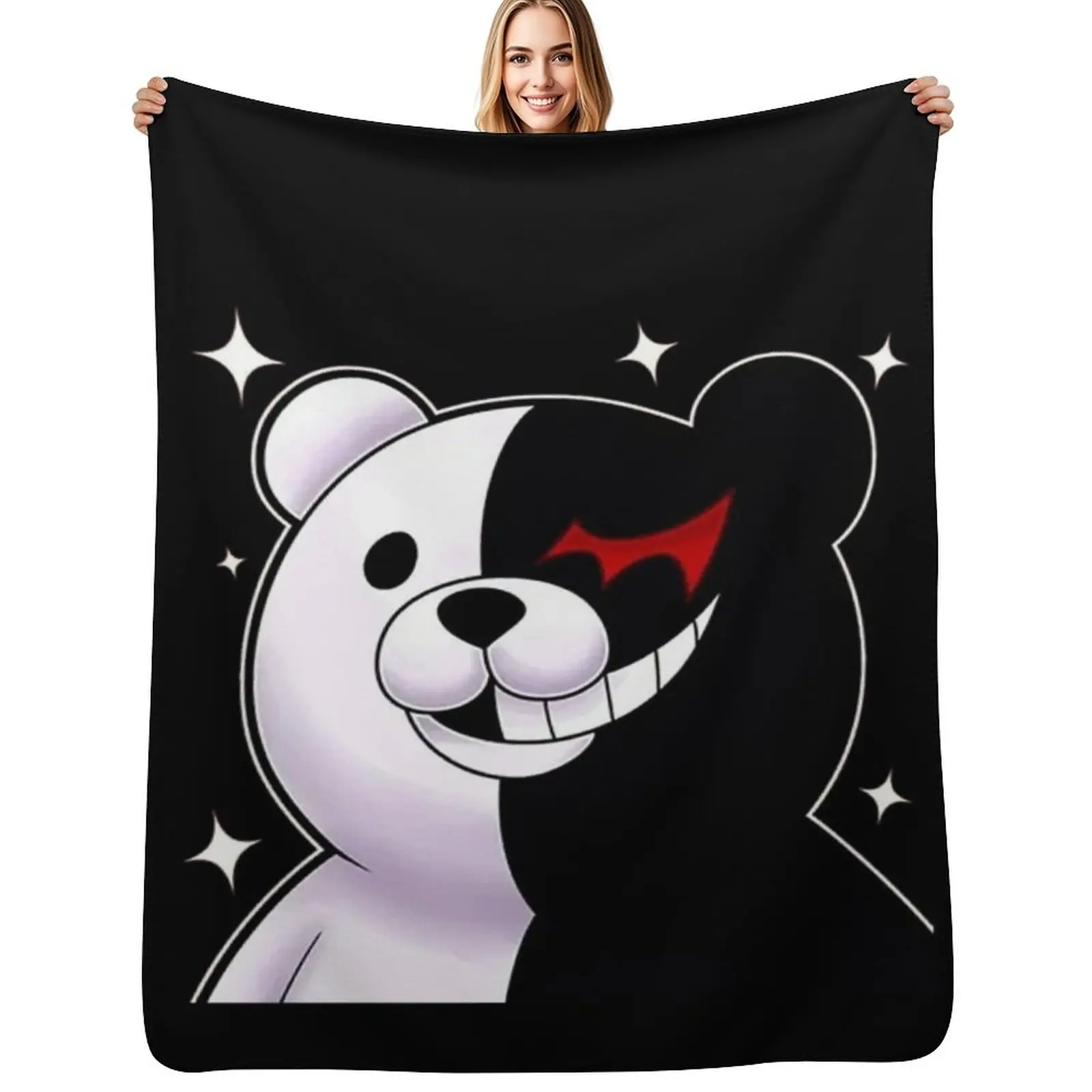 

Monokuma and Monomi Sticker Throw Blanket Decorative Soft Throw Blanket for Couch Sofa