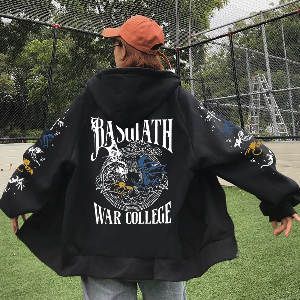 Basgiath War College Zipper Coat Hoodie Fourth Wing Dragon Rider Zipper Coat Gift for Book Lovers Unisex Gift Top