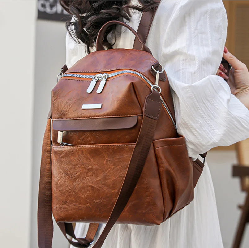 

2025 новые корейские женские модные винтажные дорожные рюкзаки большой вместимости, кожаные сумки на ремне высокого качества, школьная сумка-тоут