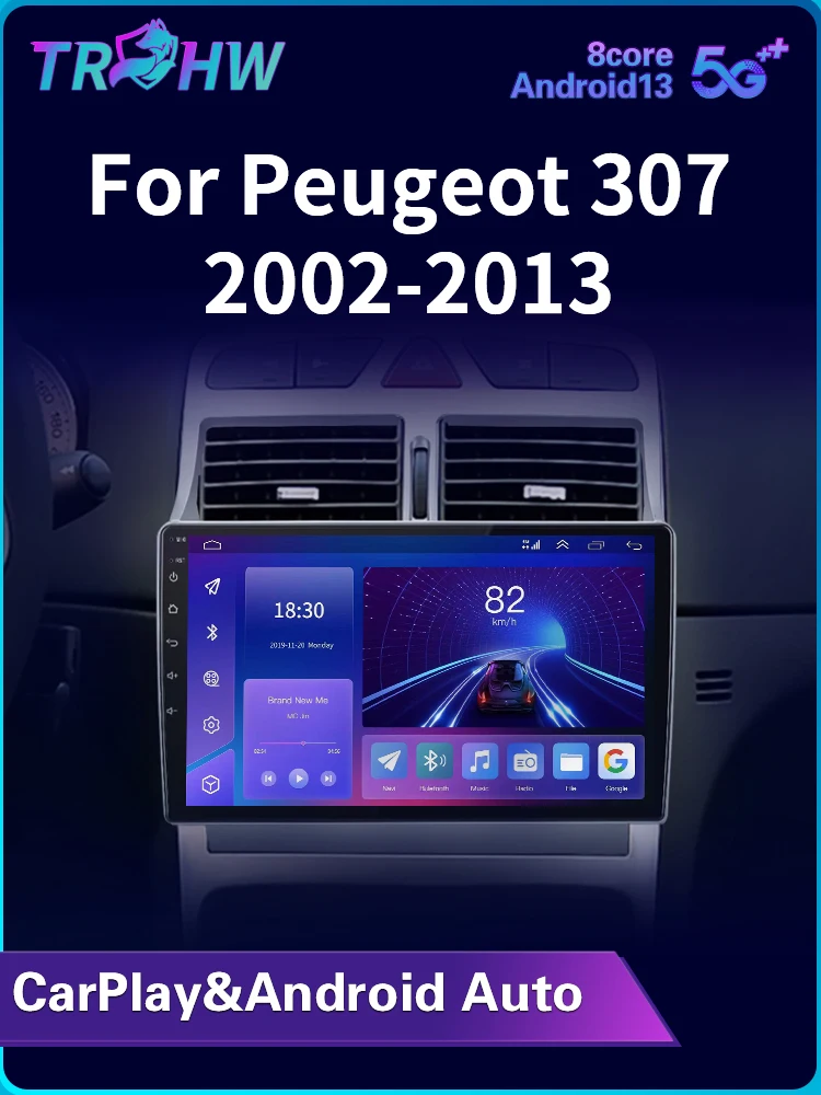 Carplay Voor Peugeot 307 SW 307CC 307SW 2002 2003 2004 2005 2006 2007-2013 Multimedia Autoradio Speler WIFI + 4G BT DSP - afbeelding 2