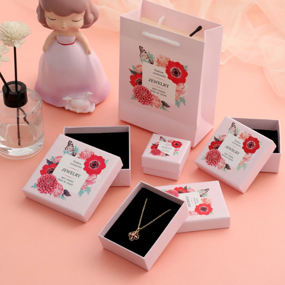 Small Box and Bag for Wedding Christmas Candy Chocolate Gift Bag Jewelry Organizer Packing Display Earrings Bracelet Sets