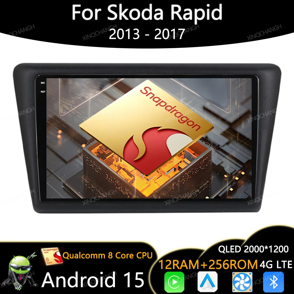 

Android 15 Car Radio For VW Skoda Rapid 2013 2014 2015 2016 2017 Qualcomm Head Unit QLED Multimedia Stereo Video Player 4G WIFI