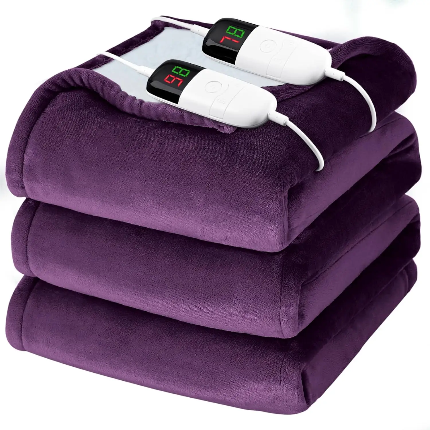 

Queen Size Electric Heated Blanket - Dual Control, 10 Heat Levels, Auto Shut-Off, Soft Flannel for Winter Comfort