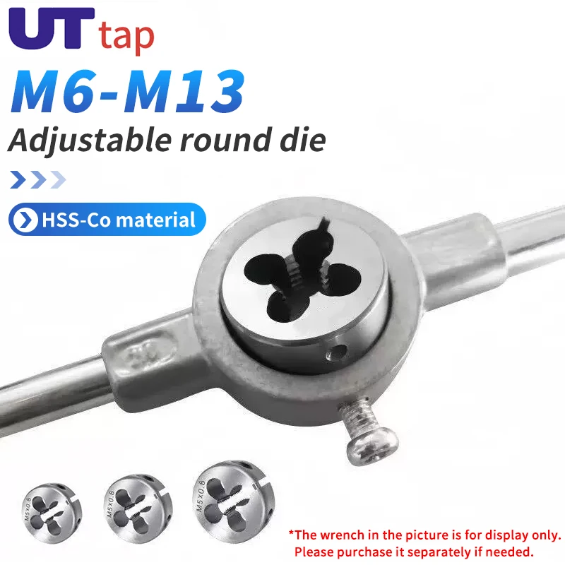 

UT TAP HSS-CO AR-D Round Die For Tapping External Thread M6-M13 Machine Fine Thread Screw Threading Die M6M6.5M7M8M9M10M11M12M13
