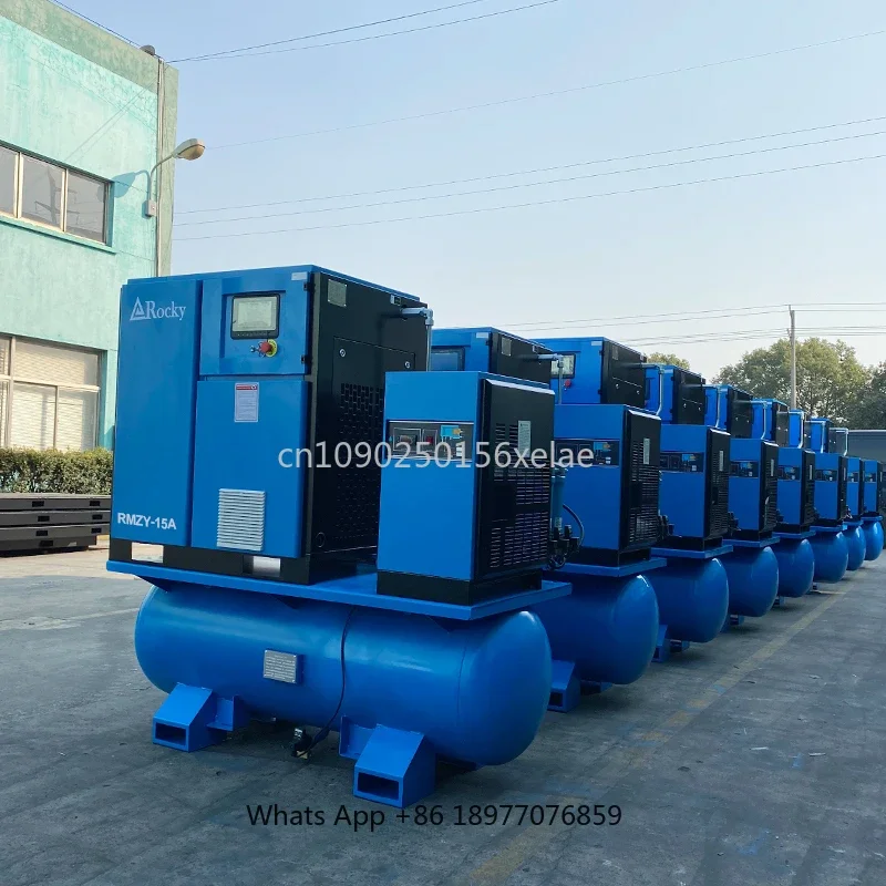 Rocky Air Compressors Industrial 11 KW 15 Hp Rotary Combined Screw Air Compressor With Dryer