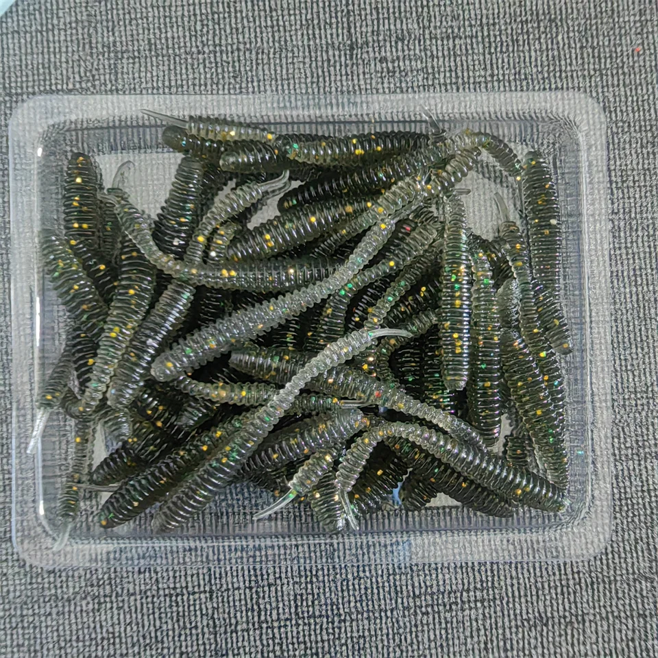 Mukun 50pcs Mini Ocean Rock Angeln Weich köder 0,15g/40mm Weich wurm Kunst köder Bass Silikon Köder Angel zubehör – Detail 5