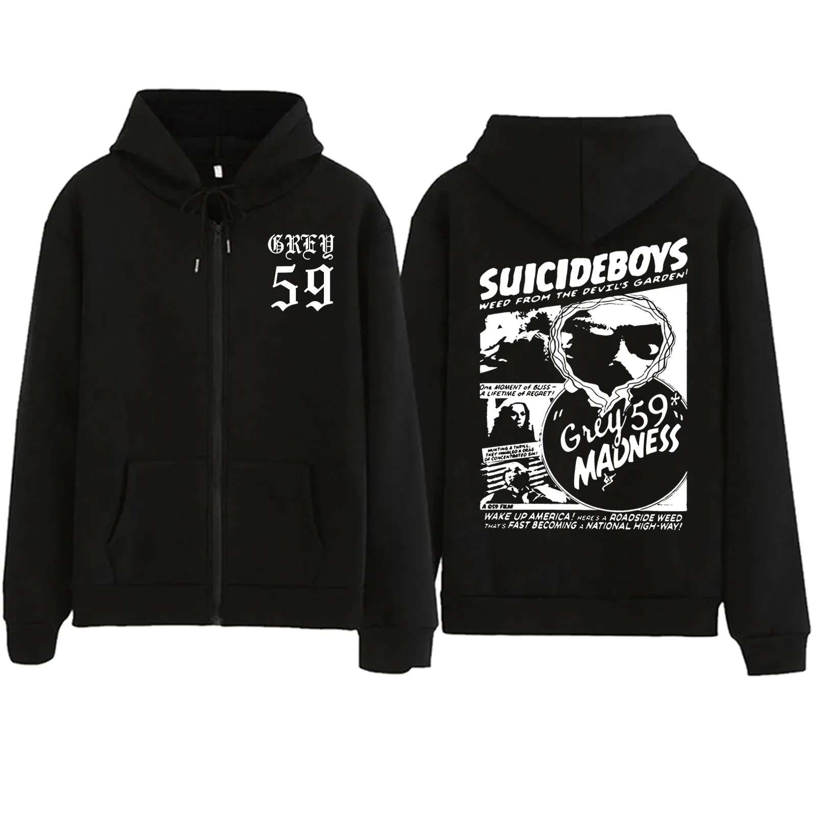 Suicideboys G59 Zipper Hoodies For Men Women Long Sleeves Streetwear Retro Gothic Hip Hop Music Fans Gift Zip-up Jacket Coats