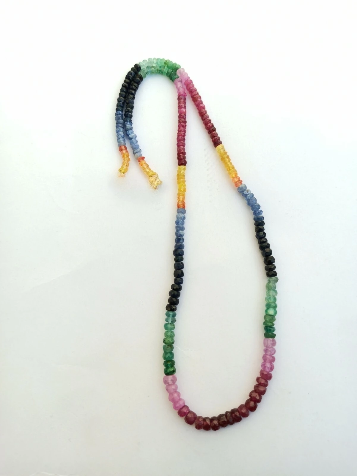 Natural Multi Sapphire Gemstone Faceted Beads 2-4 mm Length 18'' Necklace