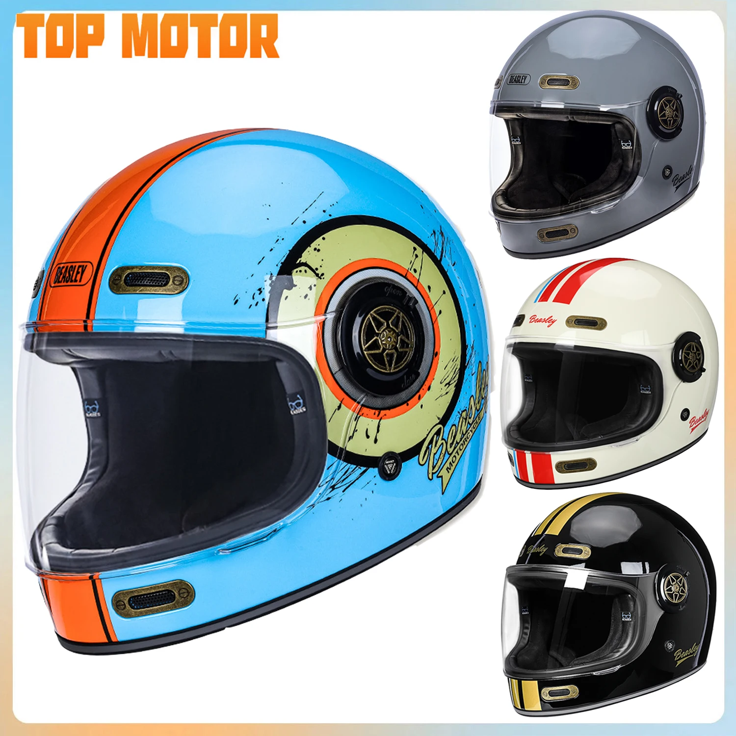 Retro Fiberglass Motorcycle Helmet Full Face Helmet Lightweight Motobike Capacete DOT Certification Men Street Knight For Harley