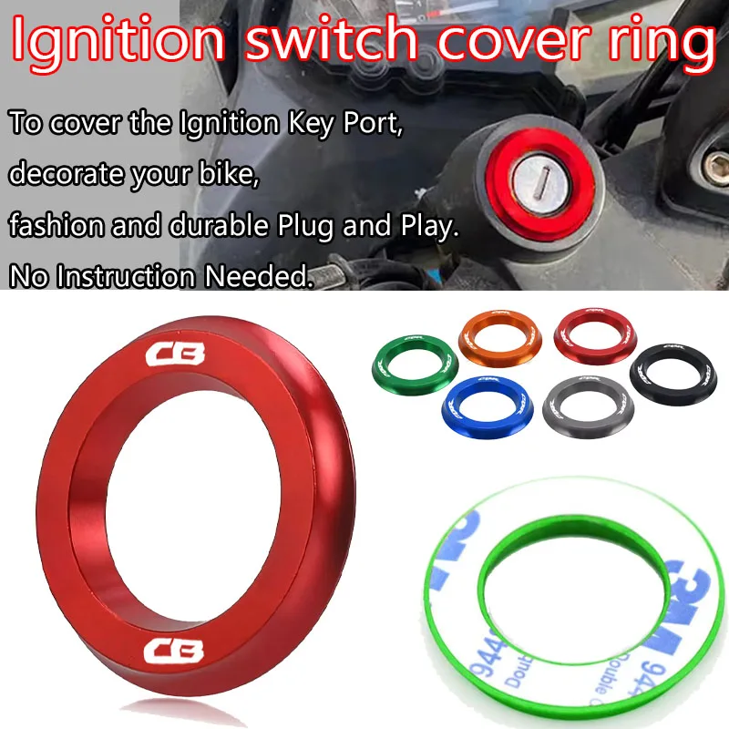 

With Logo "CB"Ignition Switch Cover Key Ring CNC For Honda CB125R CB150R CB190R CB250R CB300R CB400 CB500X CB500R CB650F CB1100