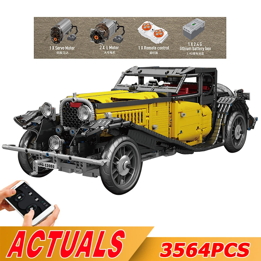 MOULD KING RC Motorized T50 Car Building Blcoks Toys High-Tech Model Classic Vintage Car Bricks Set For Children Birthday Gifts