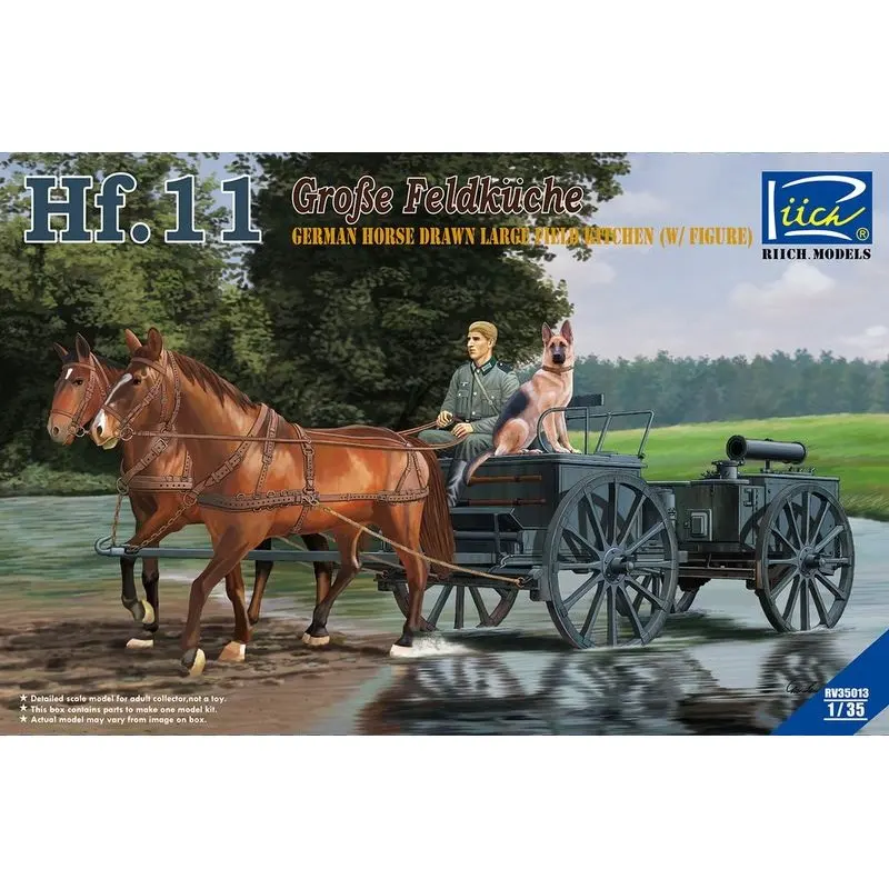 

Riich модели RV35013 1/35 Hf.11 немецкая лошадь тянутая большая полевая кухня (с рисунком)-масштаб набор моделей