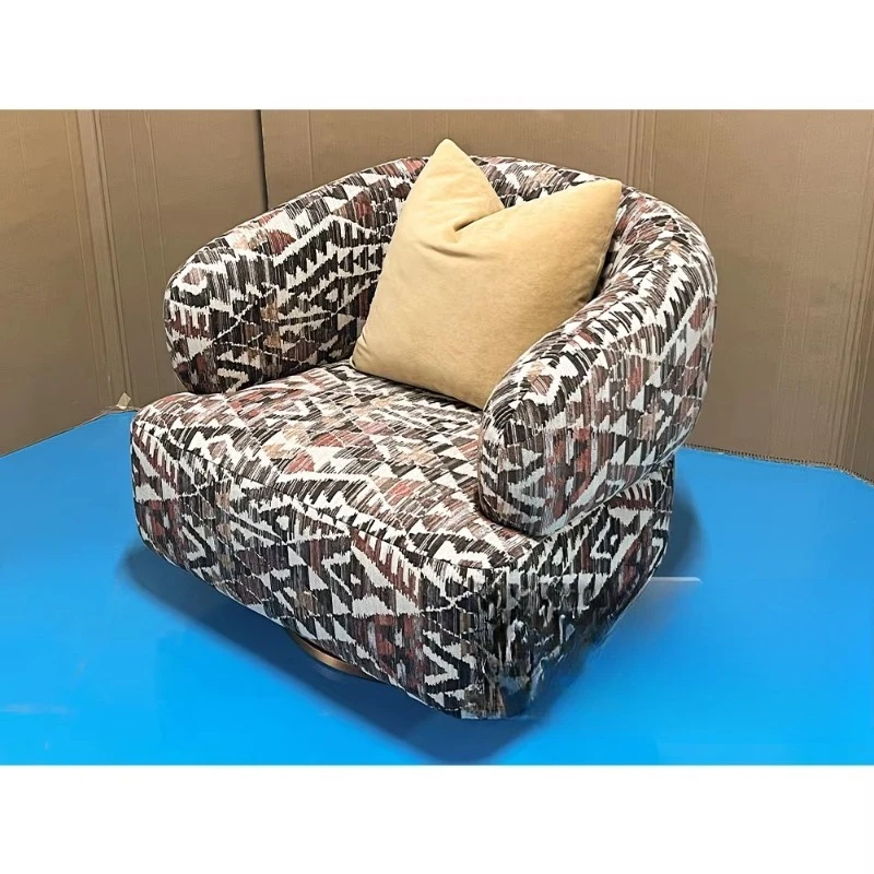 Best-Selling Modern Geometric Printing Rotary Medieval Single Casual Pillow Sofa Chair
