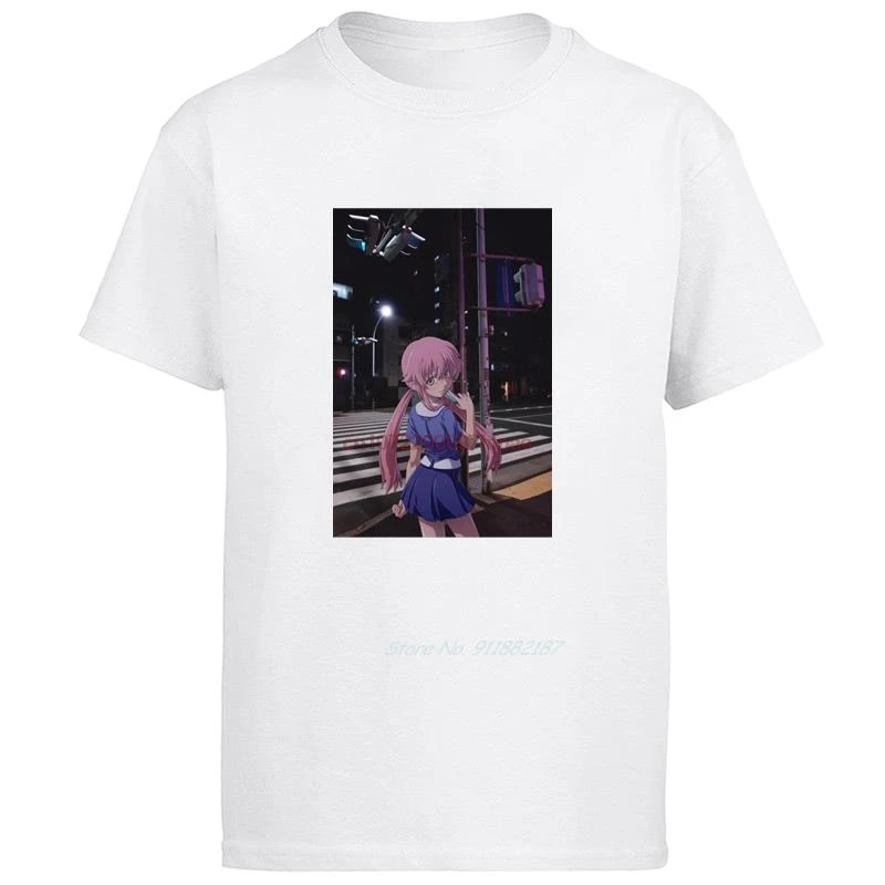 Boy Mirai Nikki Gasai Yuno Future Diary Graphic T Shirts Anime New Shirts And T-Shirts Big Size Cotton Short Sleeve T Shirt view 2