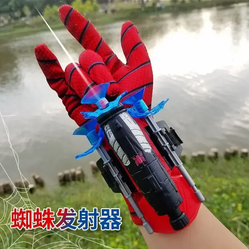 Spiderman launcher children's cartoon educational toy gun soft bullet gun Marvel boy hero silk gloves can launch gifts