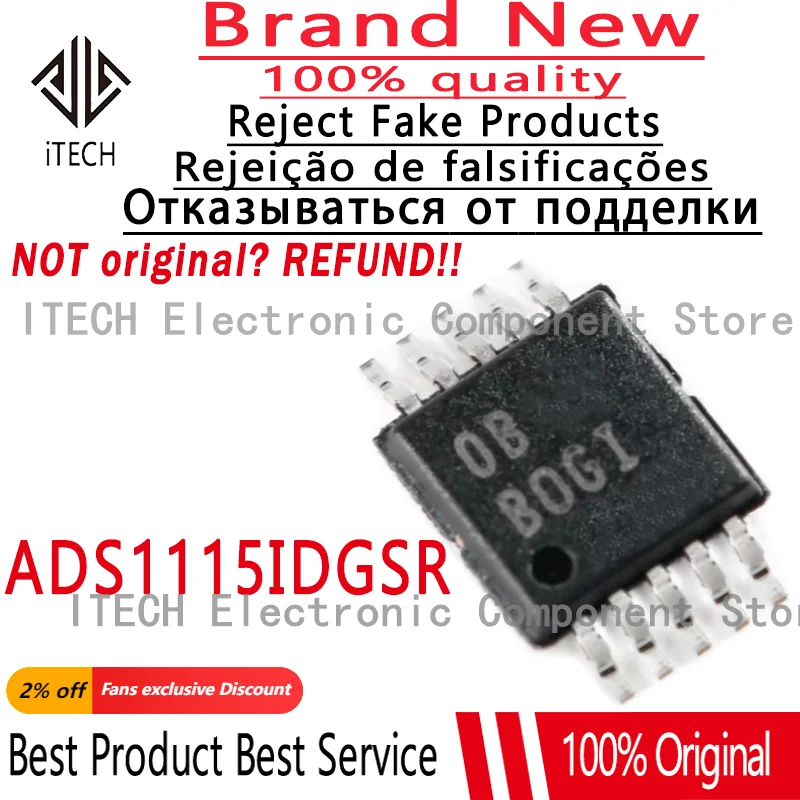 10pcs/lot Original BOGI ADS1115IDGSR ADS1115 16Bit 2V~5.5V 860Hz I2C VSSOP-10 Analog To Digital Converters (ADCs) 100% New