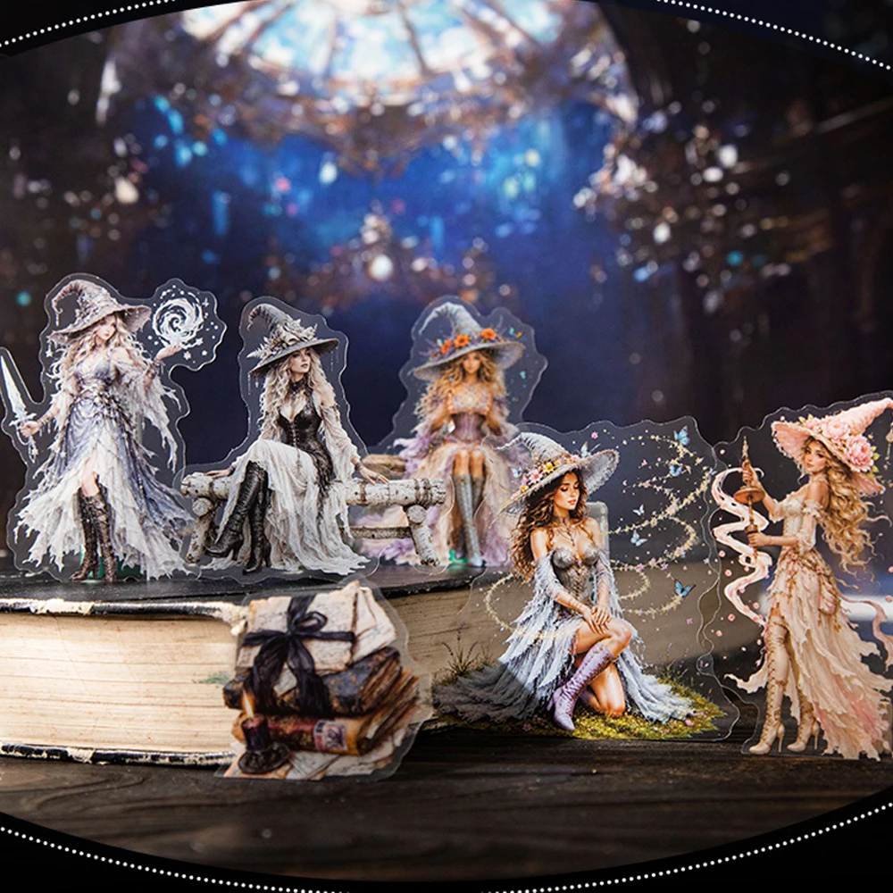 15pcs/Bag Magic Witch Stickers Romantic Aesthetics Decorative Stickers Crafts Scrapbook Travel Box Laptop Wallpaper Decoration