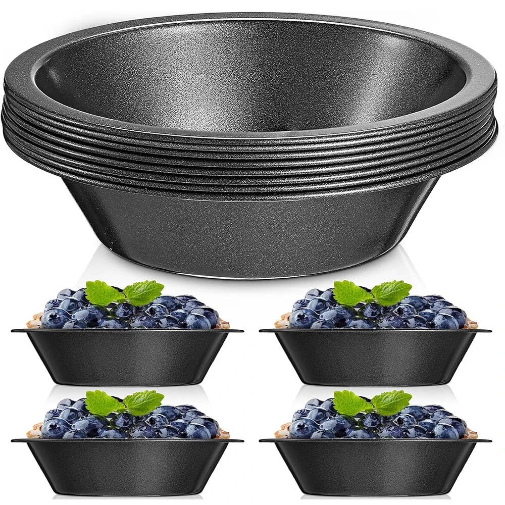 LMETJMA Mini Pie Pans Carbon Steel Pie Pans Nonstick Small Pie Tins Round Bread and Meat Pie Tins for Cake Bread Dessert