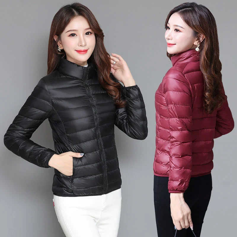 Winter Women Ultralight Thin Down Jacket White Duck Down Hooded Jackets Long Sleeve Warm Coat Parka Female Portable Outwear