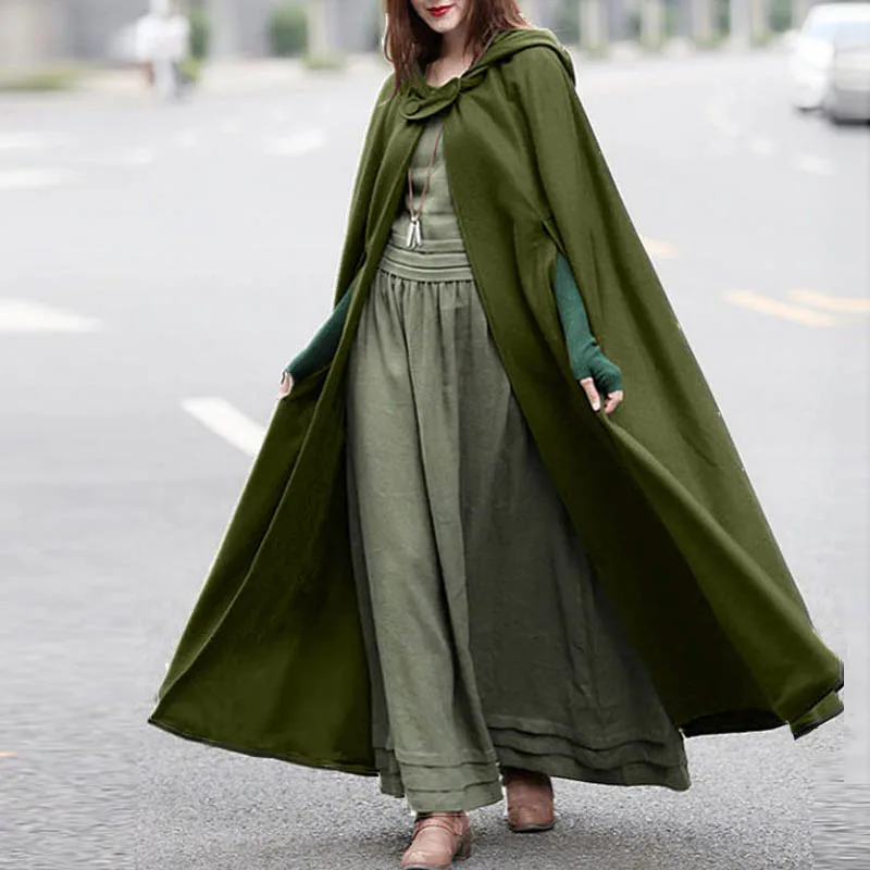 2025 automne hiver Capes cape ZANZEA femmes à capuche longs manteaux élégant ample solide Ponchos vestes vêtements d'extérieur Cosplay manteaux surdimensionné