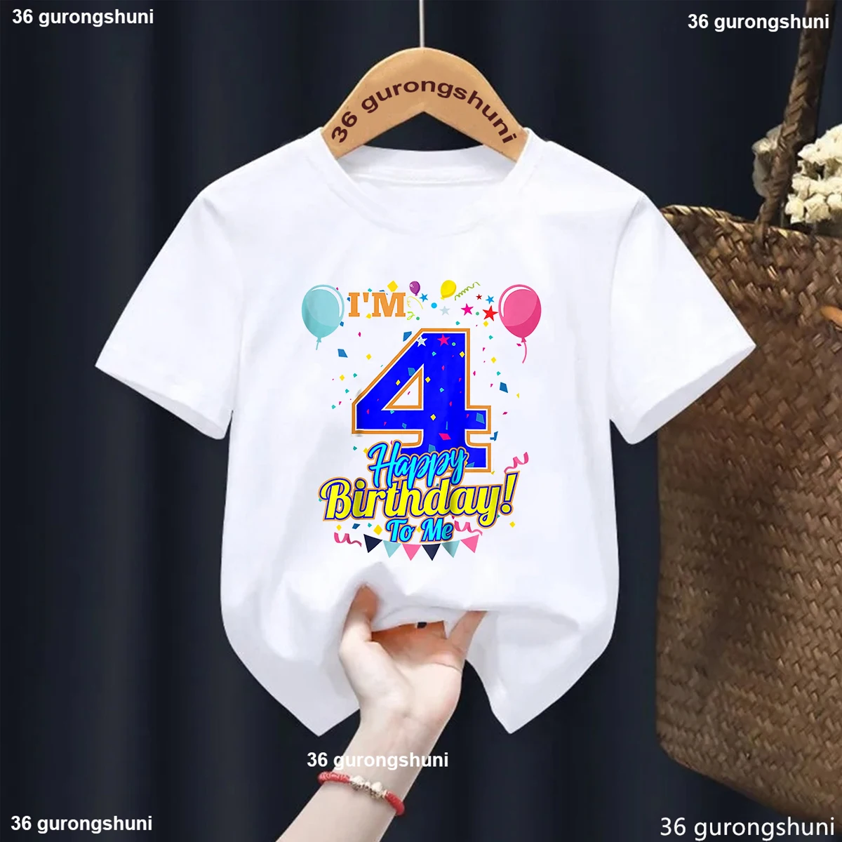 I Am 4th/3th Happy Birthday To Me Graphic Print Tshirt Girls/Boys Funny Kids Clothes Summer Fashion Short Sleeve T-Shirt