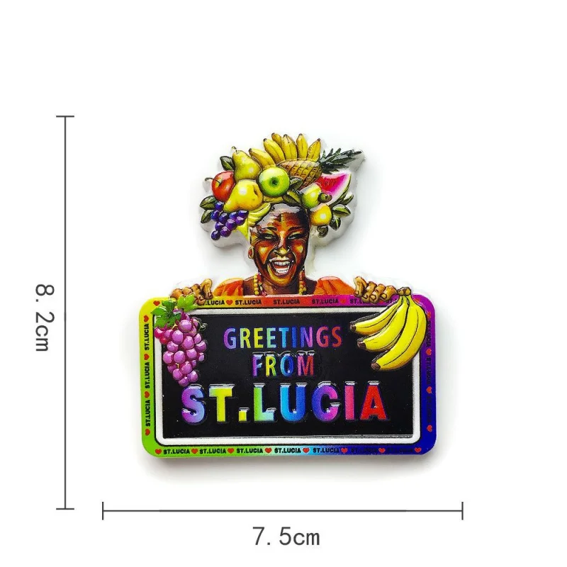 

Saint Lucia Refrigerator Magnet Black Grandma Creative Fruit Personalized Magnet Travel Souvenir Gift