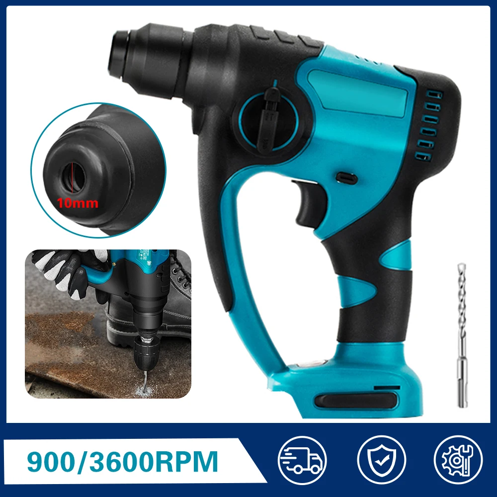 Brushless Electric Drill Cordless Multifunctional Rotary Hammer Concrete Percussion Drill Punch Power Tool For Makita 18V Batter