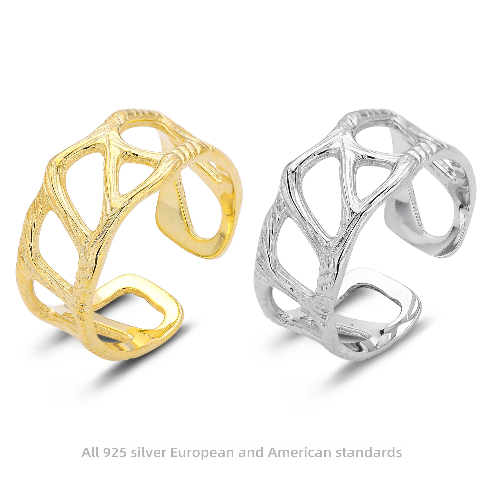 

Withered S925 Sterling Silver Ring Fashionable Personalized Wrinkled Irregular Ring Versatile Accessory