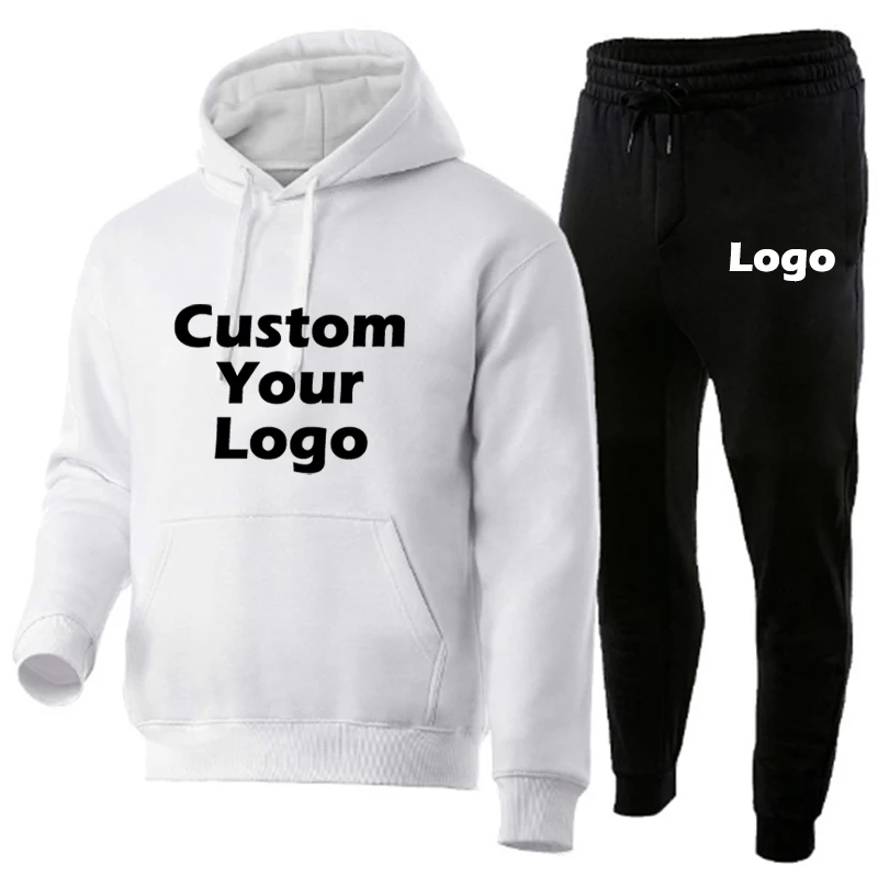 Traje deportivo informal personalizado con su logotipo, chándal a la moda para hombre, Sudadera con capucha de baloncesto, traje para correr, pantalones estampados diy, conjunto de gran tamaño