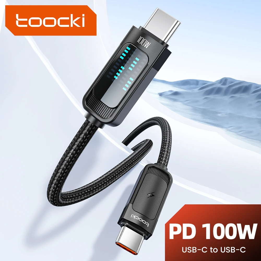 Toocki Scrolling Lighting USB Typ C auf USB C-Kabel 100 W Schnellladung für iPhone 17 16 15 Samsung S25 S24 Honor Xiaomi Laptop