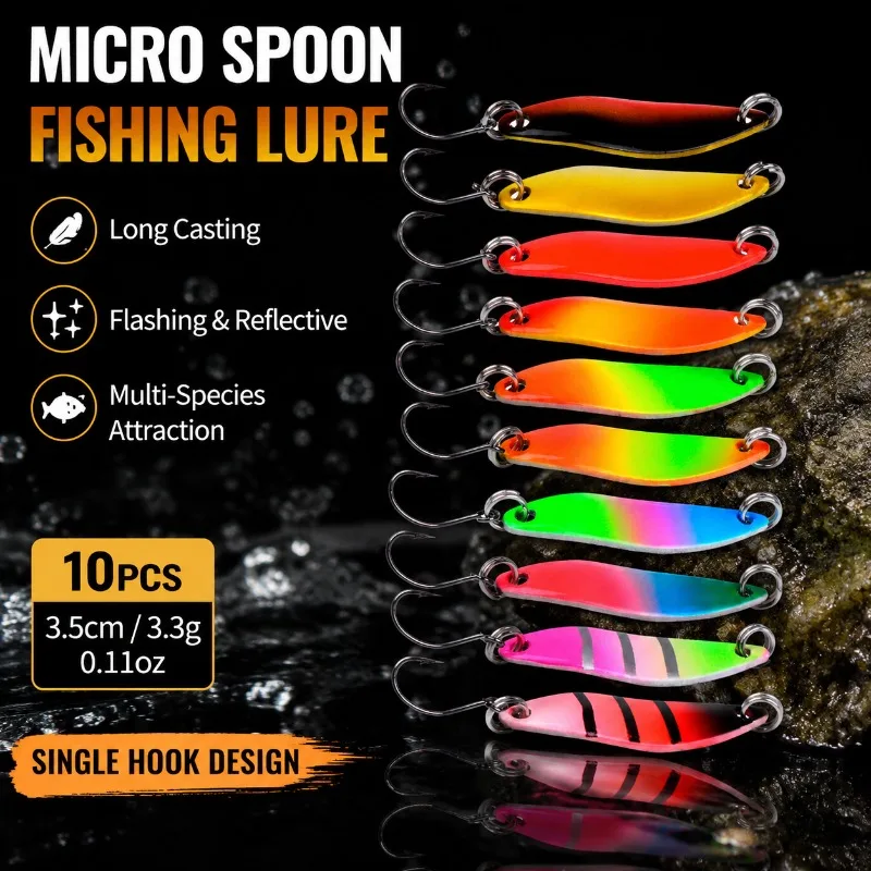 Mikro-Angelköder Metall-Löffelköder 3cm 3,5cm Weitwurf-Spinner mit Glitzer-Paillettenblatt Bunter Köder für Forelle, Barsch, Bass, Weißfisch