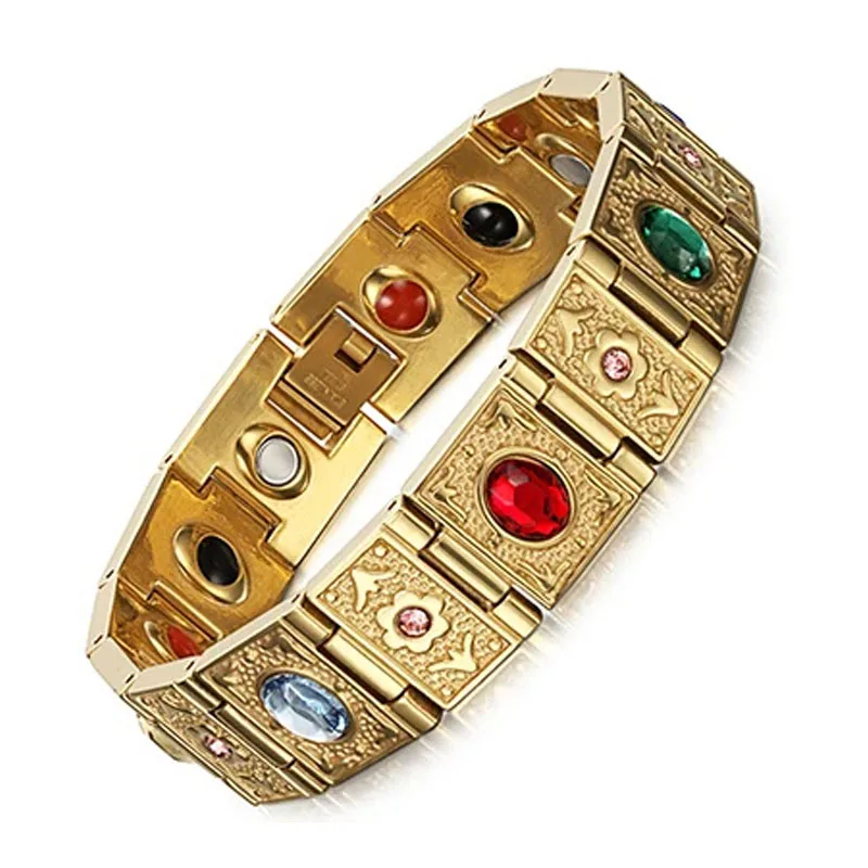 Bransoletki Rainso dla kobiet i mężczyzn Biżuteria ze stali nierdzewnej Bio Energy Fashion Health Chain FIR Bangle Magnetic Bracelet Lady 2023