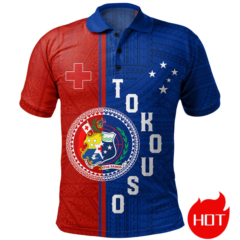 The Kingdom Of Tonga National Flag 3D Printed Polo Shirt Tonga Coat Of Arms Graphic Polo Shirts Women Polos Polo T Shirt For Men