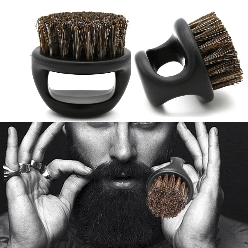 1 Pcs Boar Bristle Men\'s Shaving Brush Portable Barber Ring Beard Brush For Facial Beard Cleaning Mustache Tools Beard Brush