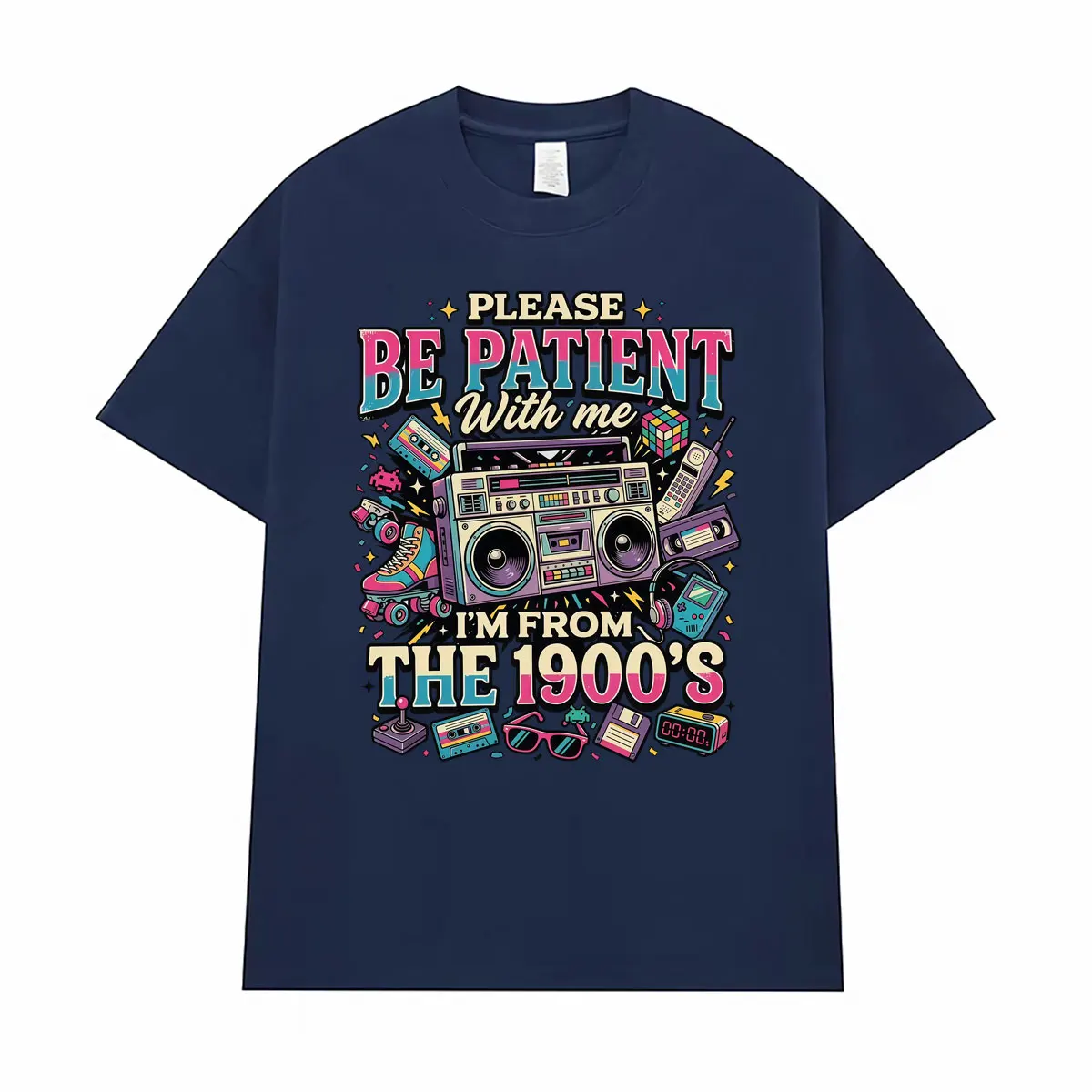 Please Be Patient with Me I'm From The 1900s Funny Meme Graphic T-shirts Men Women Vintage Humor 100% Cotton T Shirts Streetwear