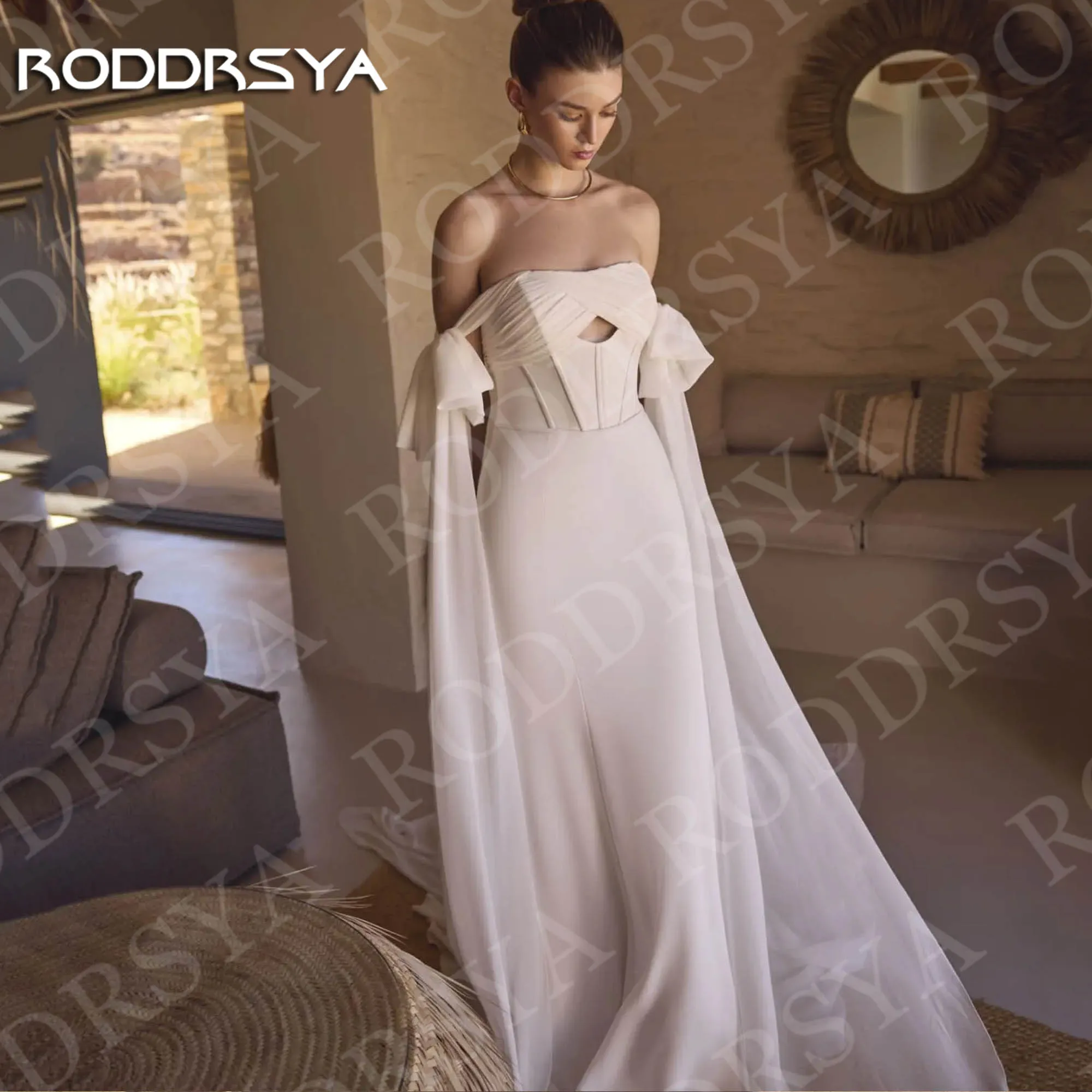 RODDRSYA ง่ายปิดไหล่ชุดแต่งงาน Mermaid Beach Elegant ชีฟองชุดเจ้าสาว Bohemian ที่กําหนดเอง vestido de noiva