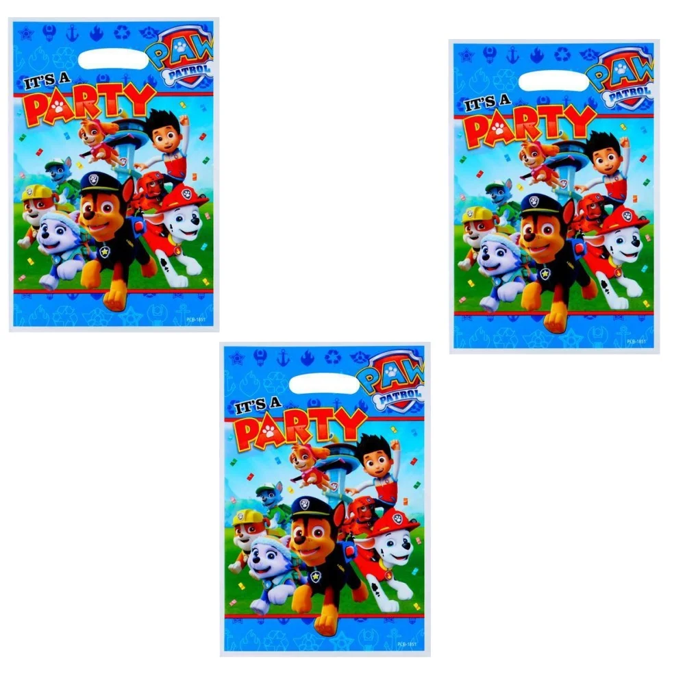 10/20/30Pcs Paw Patrol Party Gift Bags Plastic Candy Bag Loot Bag Kids Boys Girls Birthday Decoration Supplies Baby Shower