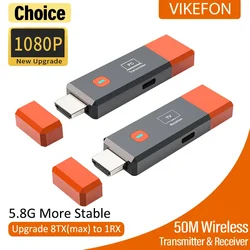 1080P 50M Wireless HDMI Extender Video Transmitter Receiver Adapter TV Stick Dongle for Camera Laptop PC to TV Monitor Projector