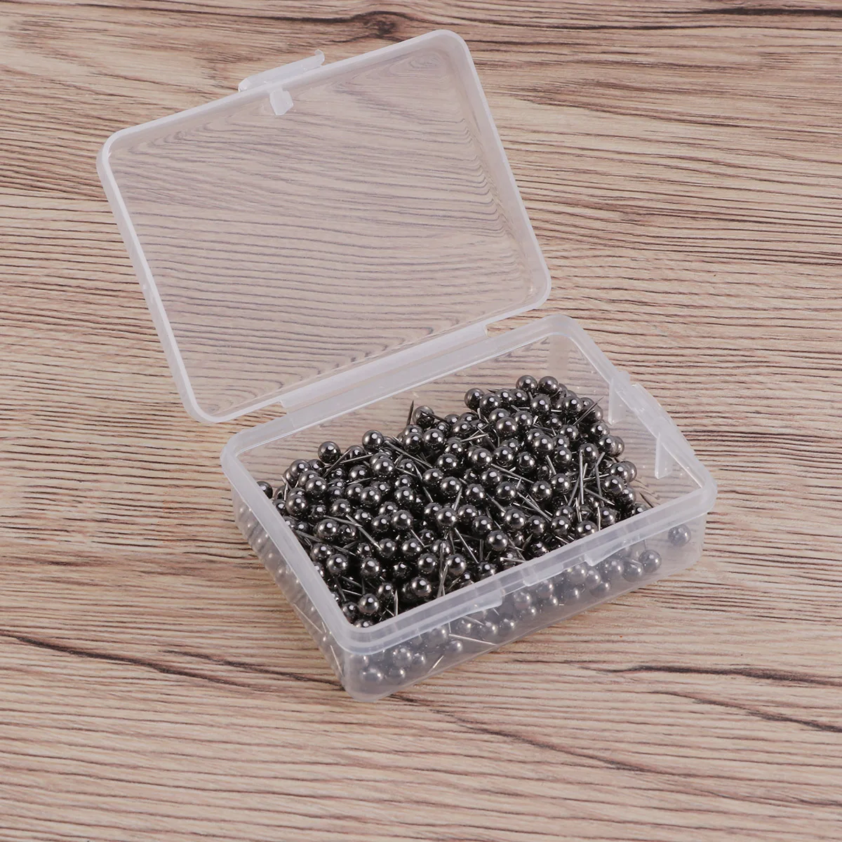 400 pinos de plástico de cabeça redonda, alfinetes de agulha para decoração de mapa, bola preta, quadro de avisos de escritório de parede
