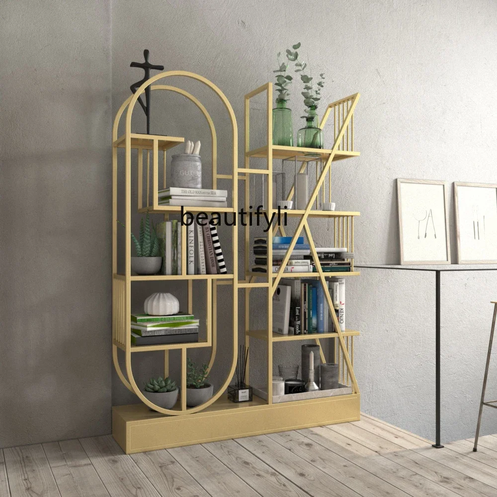 02 Rak Buku Lantai Kreatif Besi Tempa Rak Bunga Berdiri Rak Pajangan Toko Partisi Rak Buku