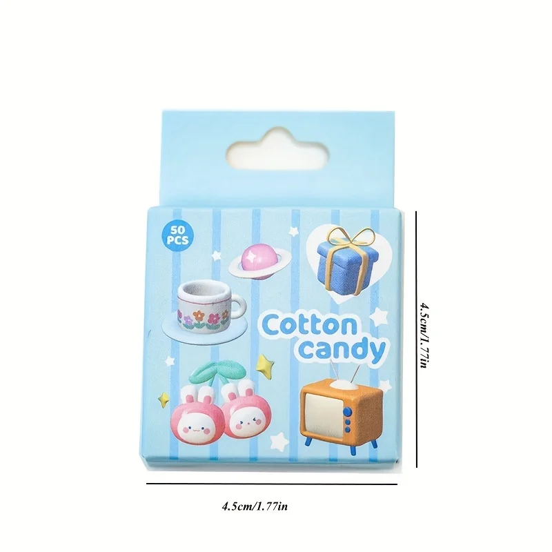 50 Sheets Colorful Animal   Cartoon Cute Sticker for Scrapbooking DIY Decorative Material Collage Journaling