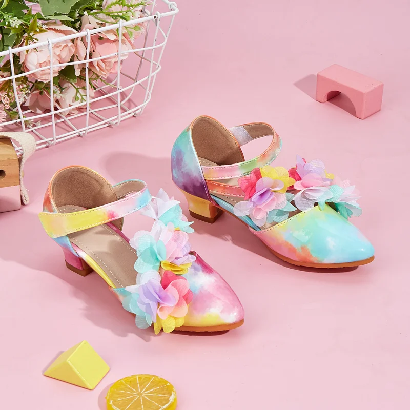 

Детская повседневная обувь, туфли на низком каблуке, туфли принцессы из искусственной кожи с круглым носком, весенняя обувь для девочек, противоскользящая обувь, размер 27-36