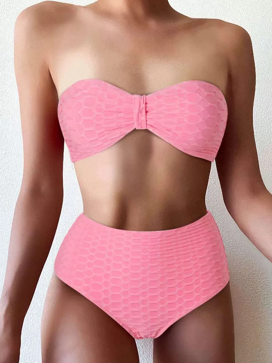 الصلبة عقدة الجبهة العصابة البيكينيات المرأة مثير عالية الخصر ملابس السباحة مبطن الإناث التعادل الخلفي ثوب السباحة ملابس السباحة #3