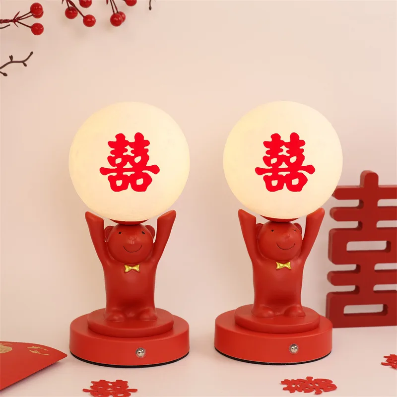 Agradável lâmpada de mesa recarregável sala de casamento lâmpada de cabeceira casa luminária decoração