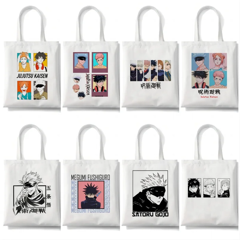 Jujutsu Kaisen Shoulder Bags Fashion Anime Printed Tote Handbag Canvas Girl Environmental Large Capacity Portable Shopping Bag