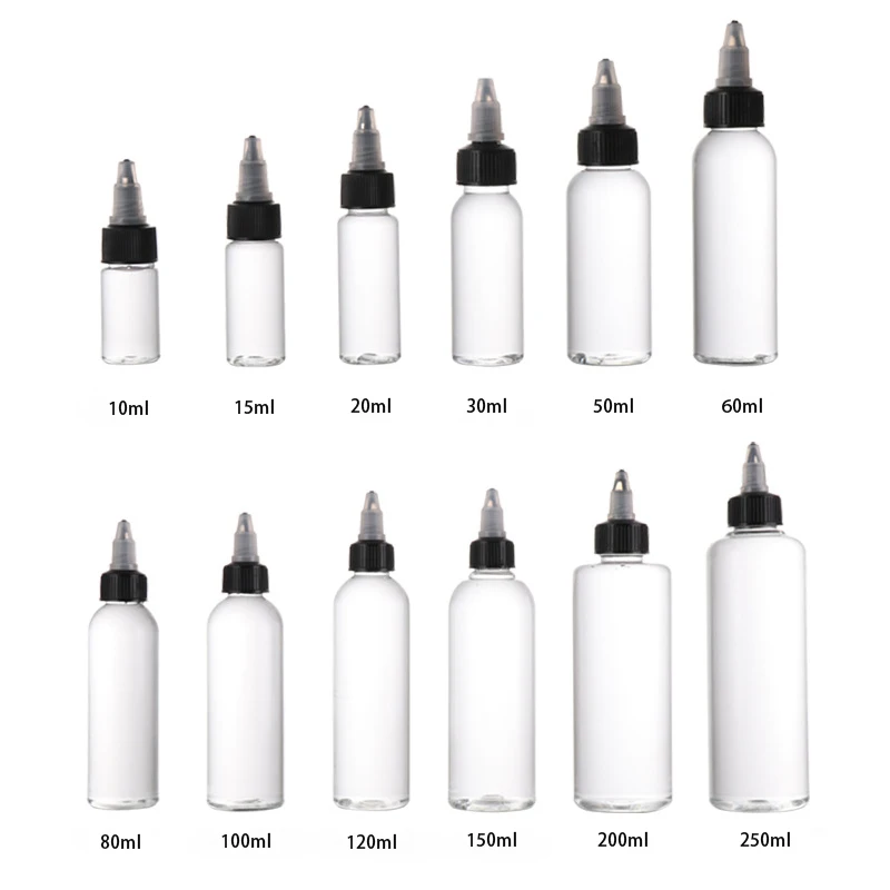 100Pcs 30ml/60ml/100ml/120ml Empty Plastic PET Twist Top Cap Bottle Dropper Bottles Tattoo Ink E Liquid oil Dispensing Container