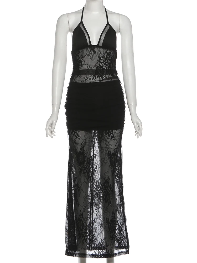 Estranho gato sexy jacquard retalhos vestido feminino halter sem costas baixo peito ruched pêssego hip hottie estiramento magro clubwear bodycon