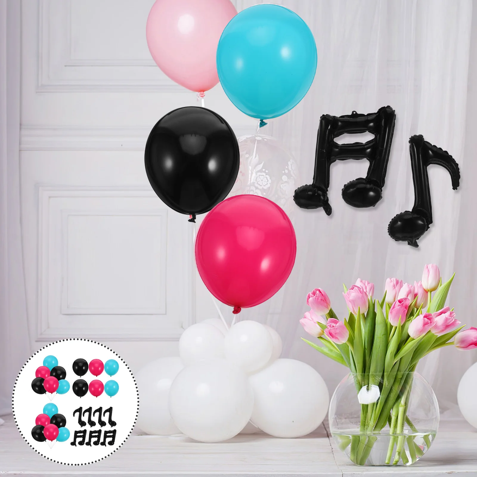

1 set 1 Set Aluminum Film Music Note Balloons Party Layout Props Birthday Theme Decoration Durable Foil Balloon For Festival